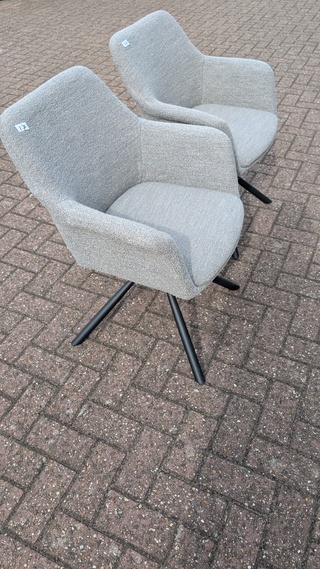 2x Eetkamerstoel boucle draaibaar, Zazuhome, Grijs / Chroom